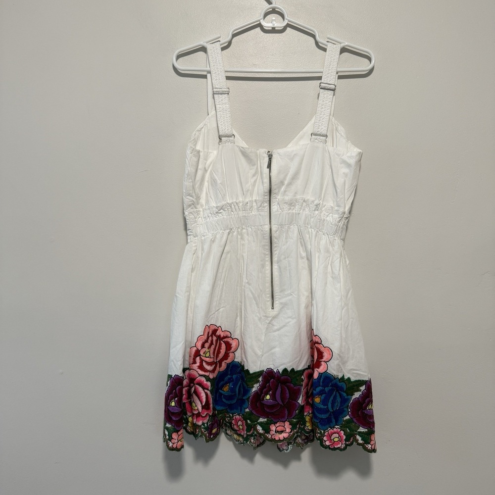 Ramy Brook NWT Marian Floral Scalloped Hem Mini White Dress Size 2 - Picture 7 of 9